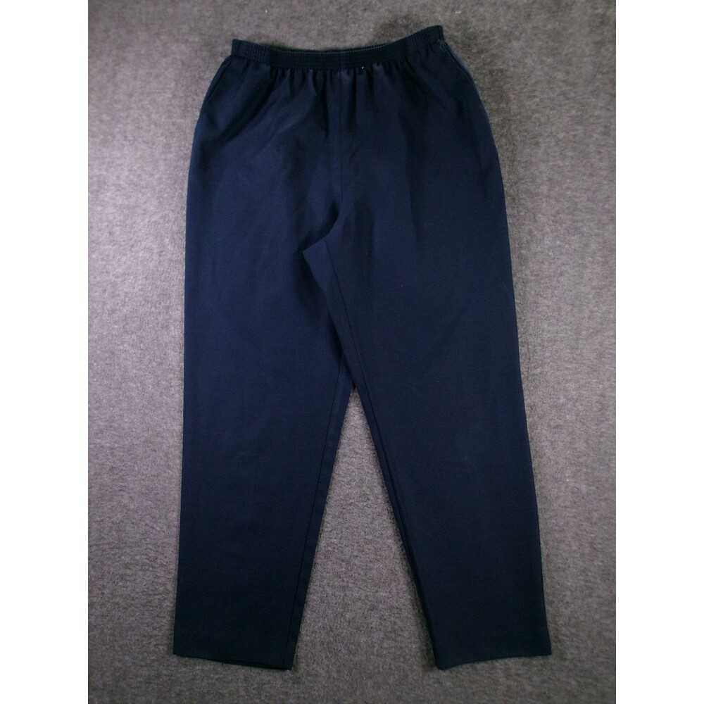Alfred Dunner Pants Womens 14 Pull On Elastic Waist Tapered Ankle Navy Casual